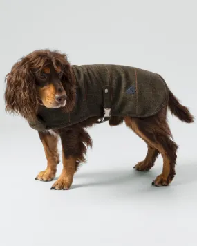 Dark Green Checked Herringbone Tweed Dog Jacket