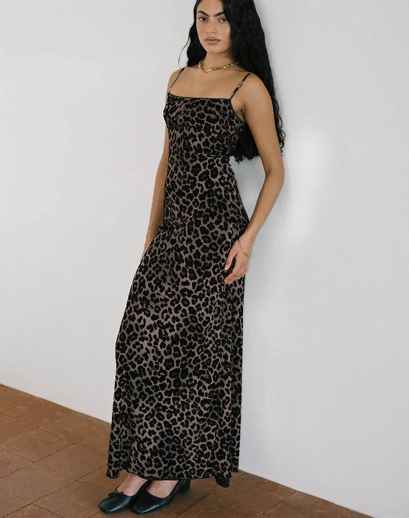 Darsih Maxi Dress in Flocked Rar Leopard