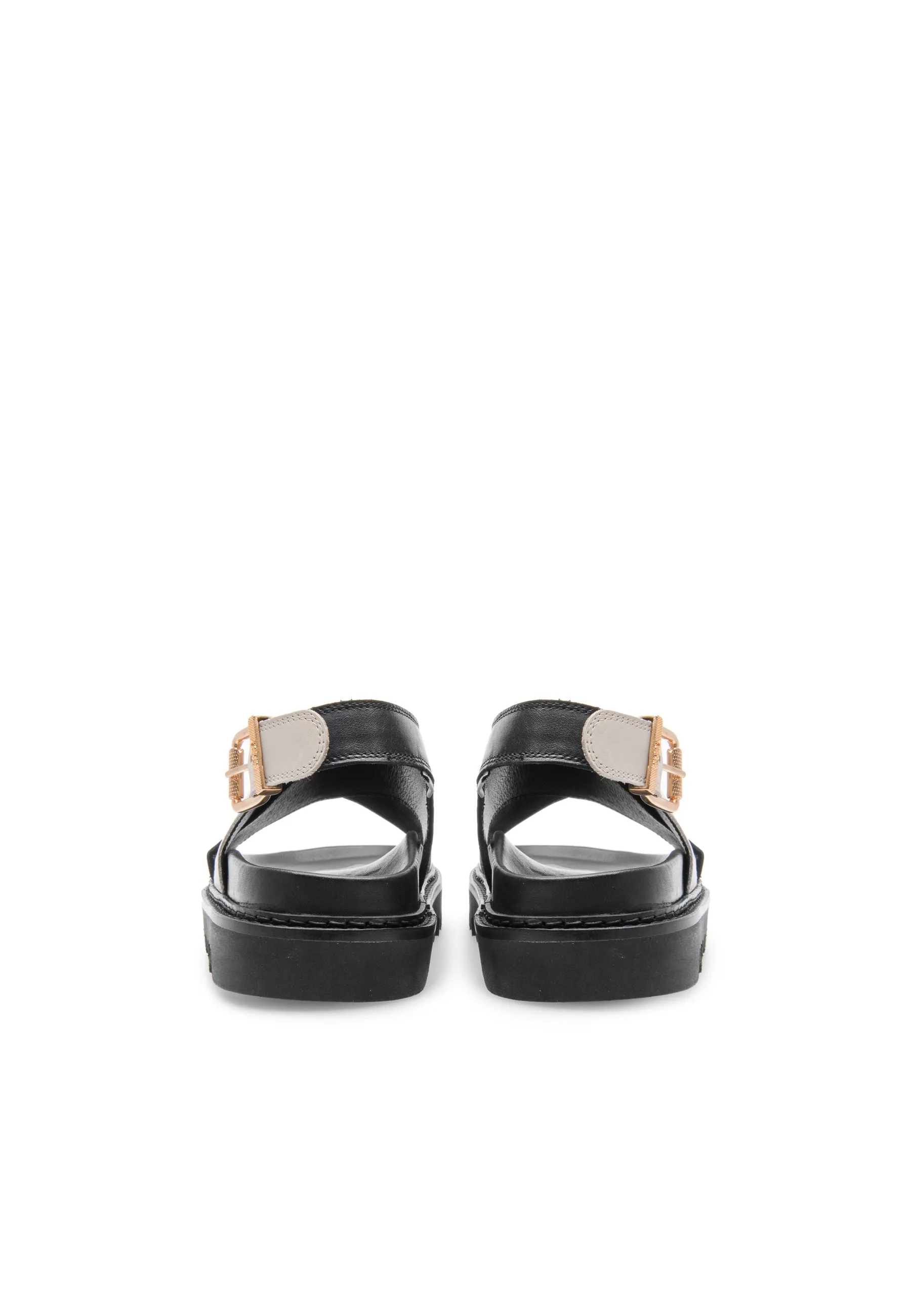 Diana Black Off White Leather Chunky Sandals