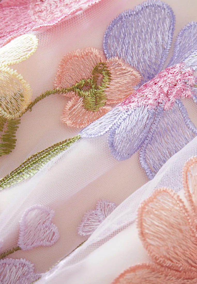 Fantasy Garden 3D Embroidery Mesh Dress