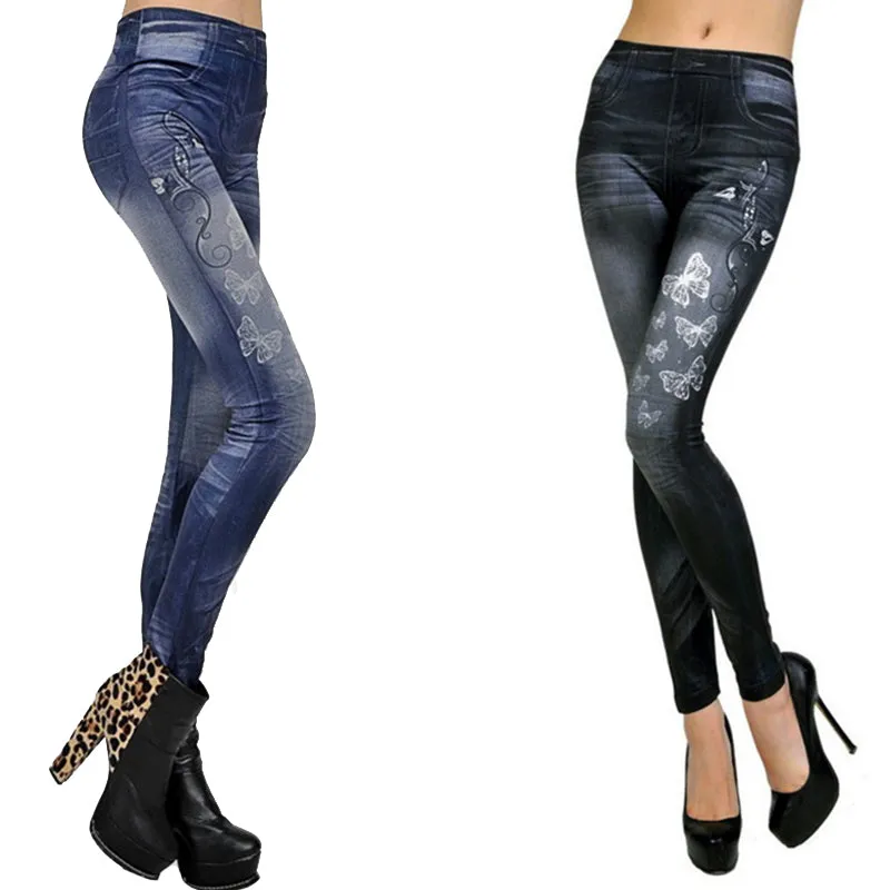 Fashion Classic Stretchy Slim Leggings Sexy imitation Jean Skinny Jeggings Skinny Pants Plus Size