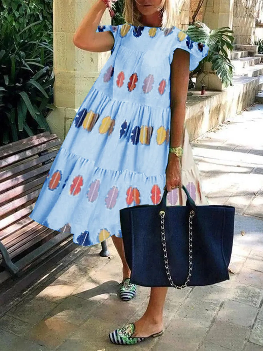 Fashion Loose Print Midi Dress