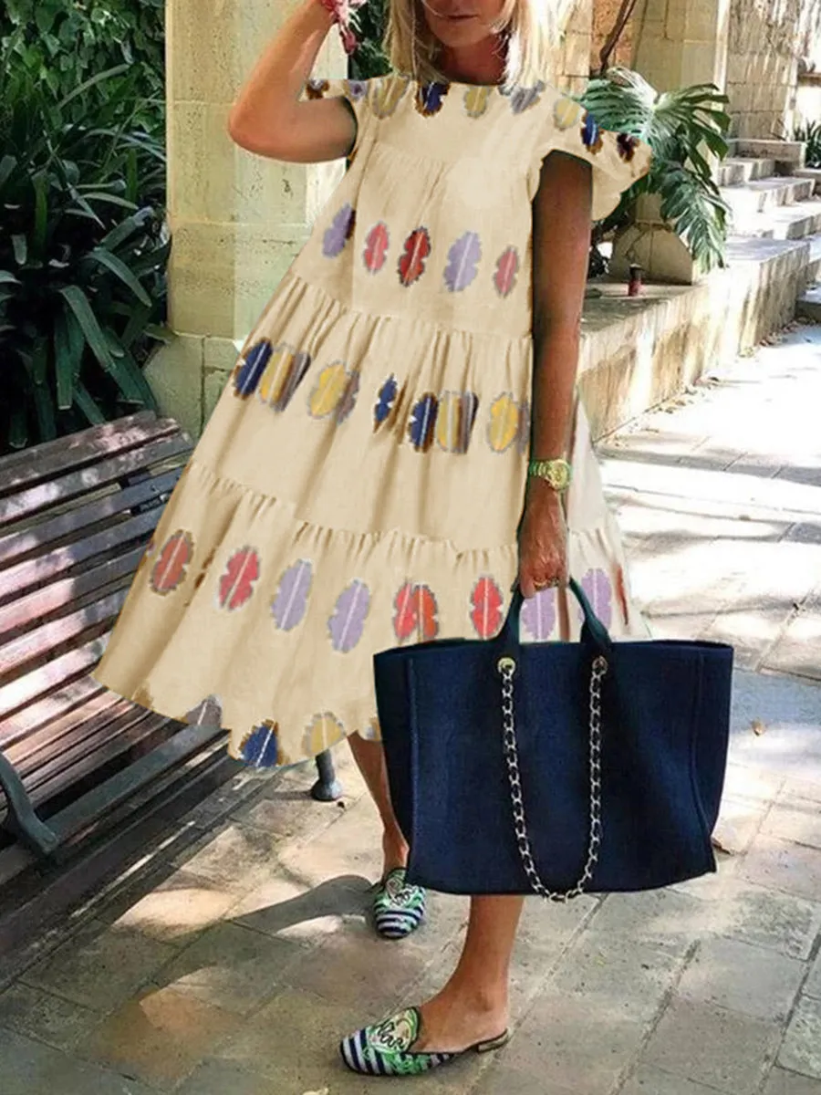 Fashion Loose Print Midi Dress