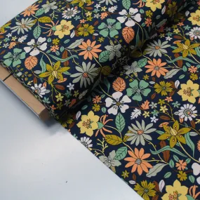 Floral Dressmaking Corduroy - Navy - Show Garden