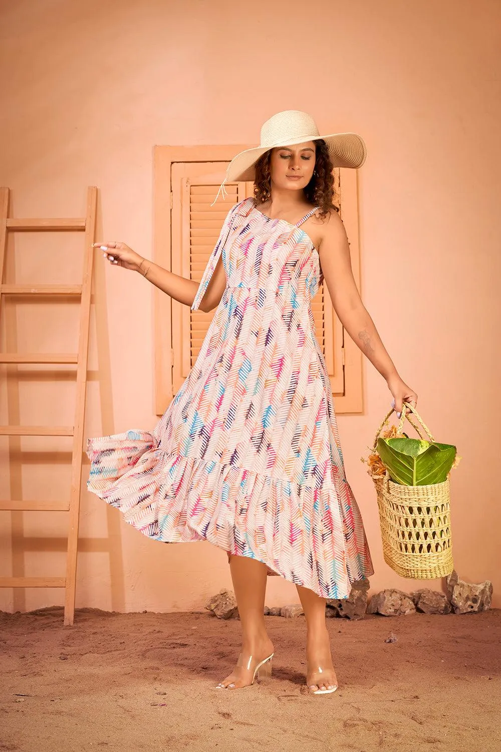 Floral Printed One Shoulder Summer Maxi Dress