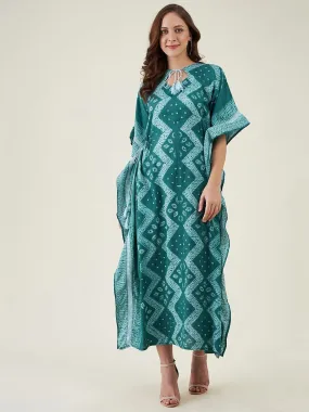 Forest Green Shibori Tiedye Kaftan Dress