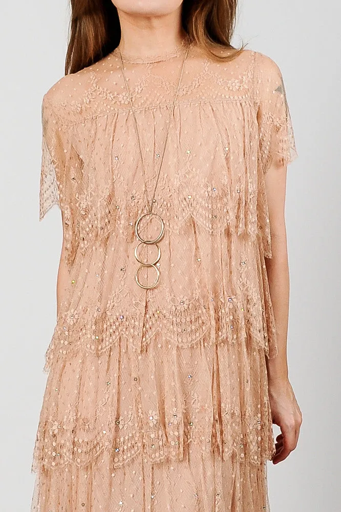 French Silk Lace Rhinestone Dress