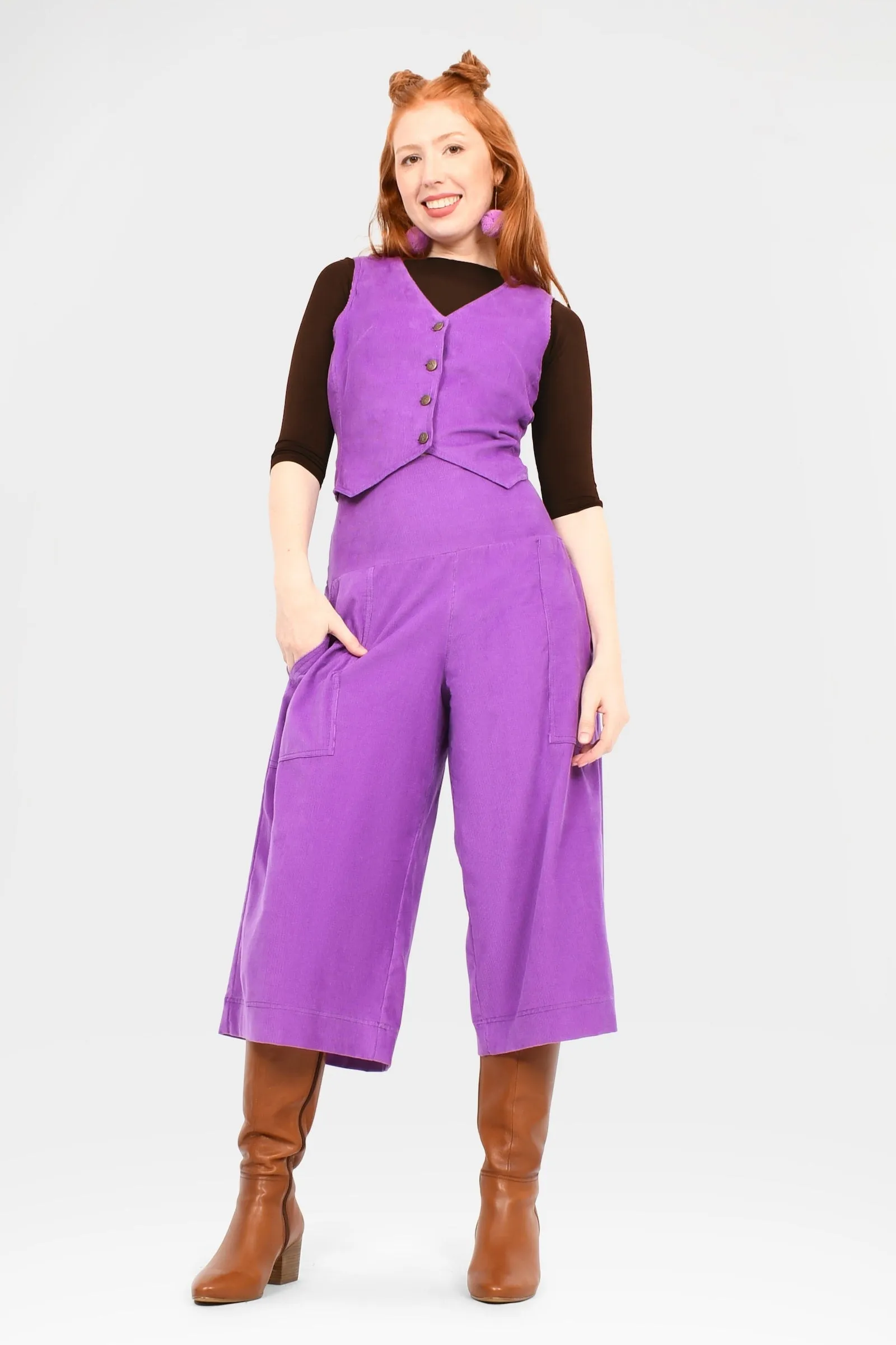 Gemma Cord 3/4 Pants Plain