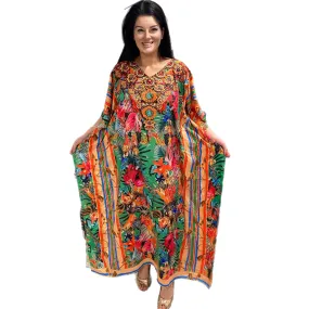 Green forest Embellished Mia kaftan AU 12-28