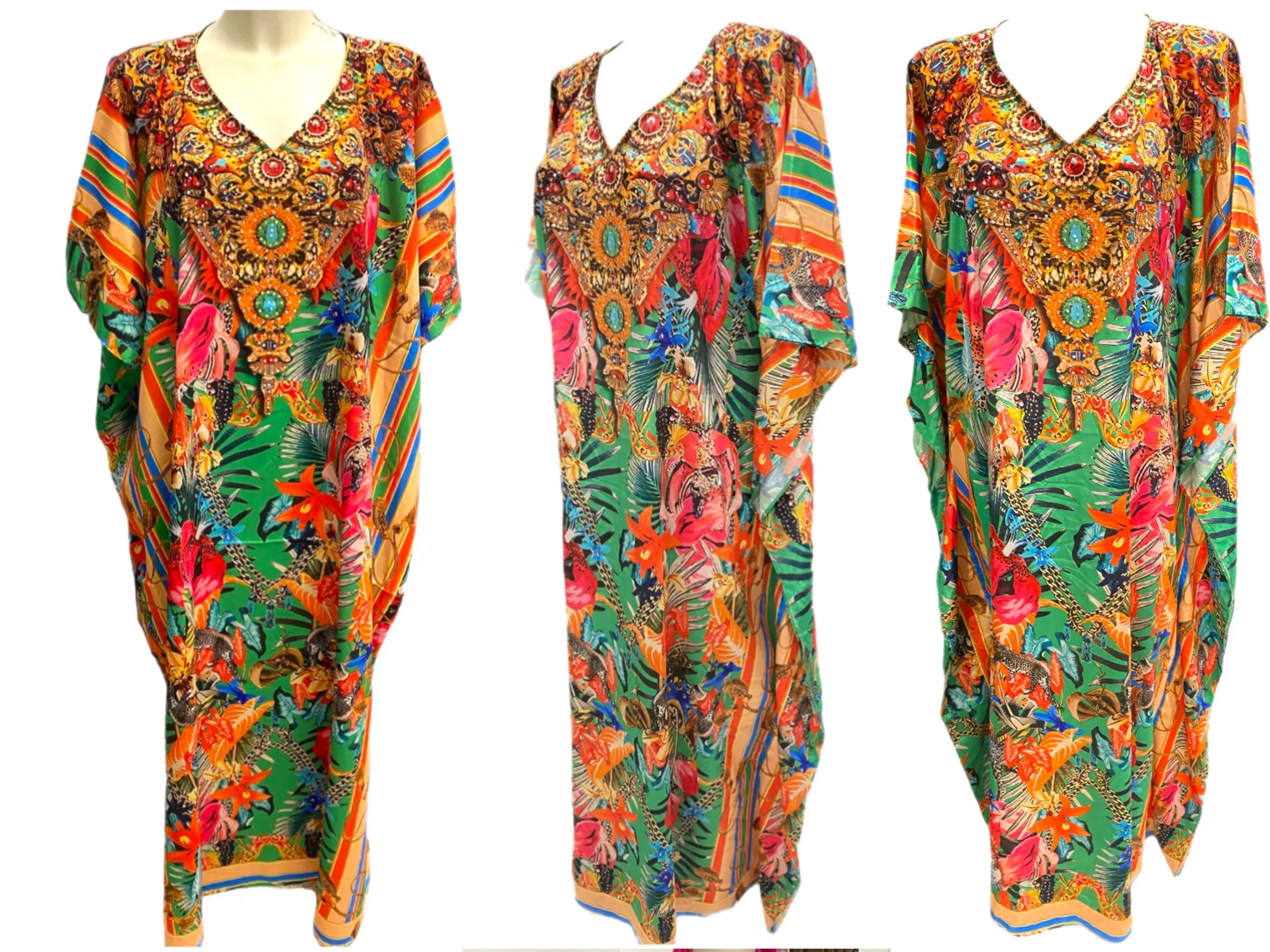 Green forest Embellished Mia kaftan AU 12-28