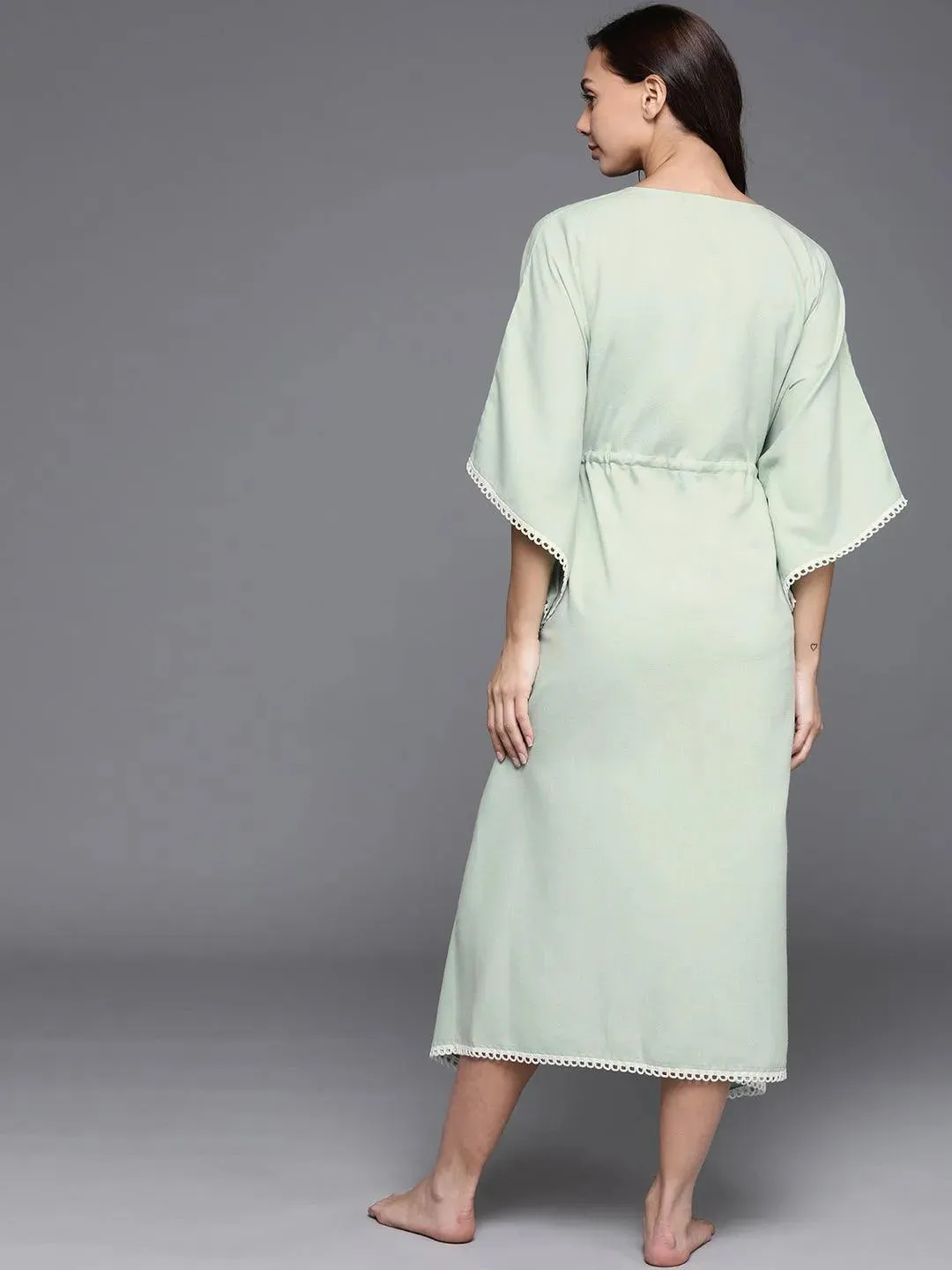 Green Solid Rayon Nightdress