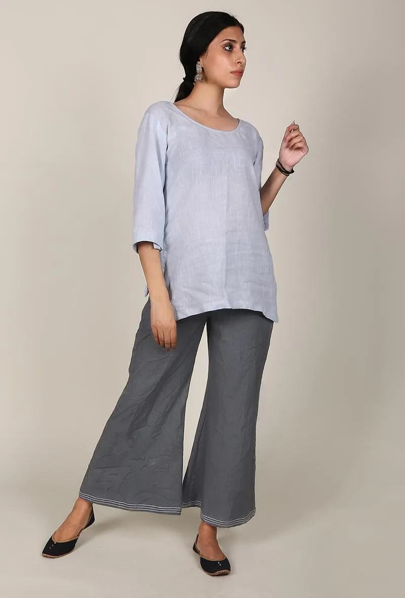 Grey Cotton Flex A-Line Palazzo