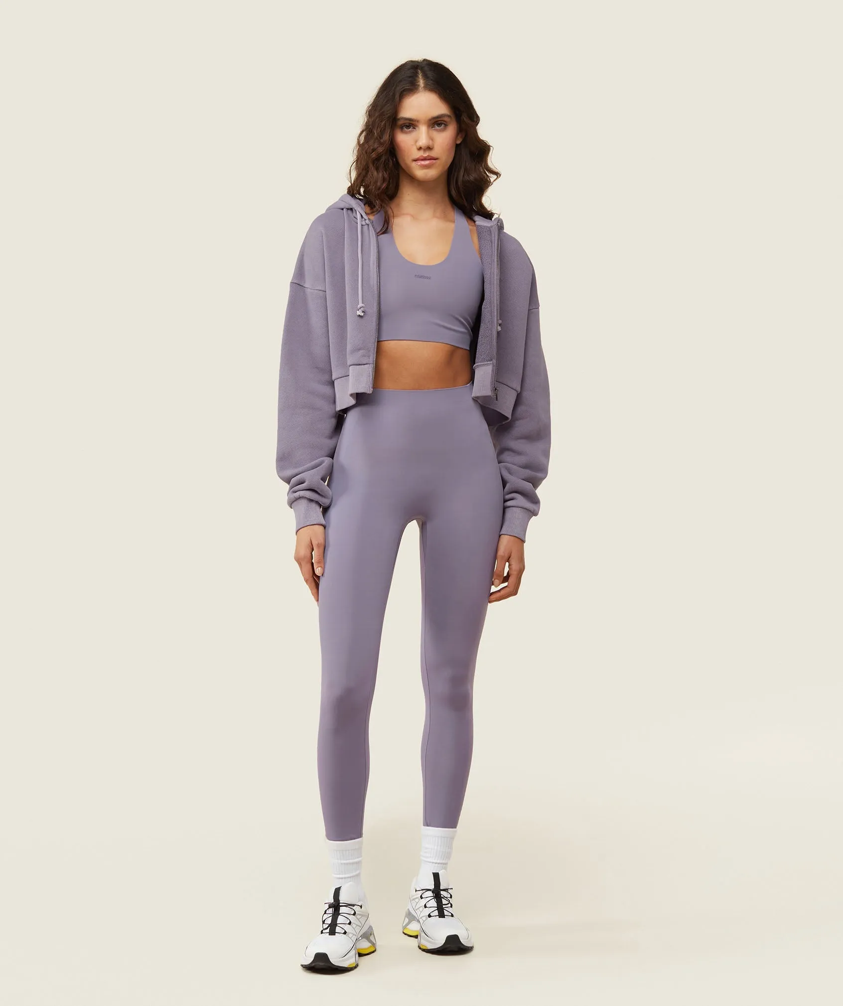 Gymshark everywear Cropped Zip Hoodie - Fog Purple