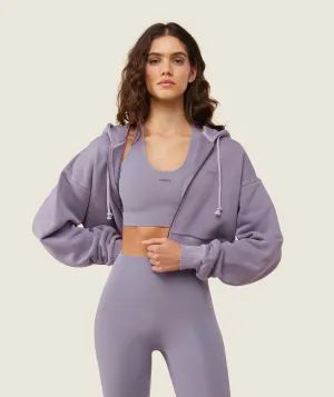 Gymshark everywear Cropped Zip Hoodie - Fog Purple