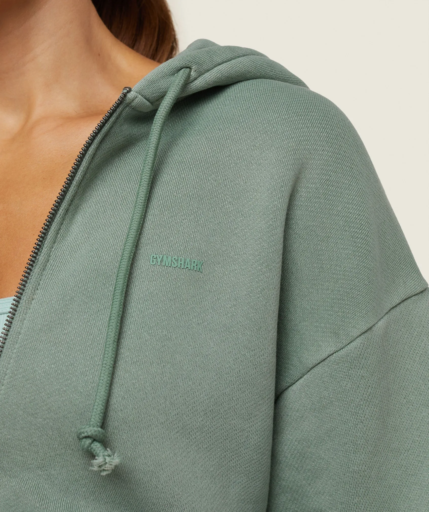 Gymshark everywear Relaxed Zip Hoodie - Dollar Green