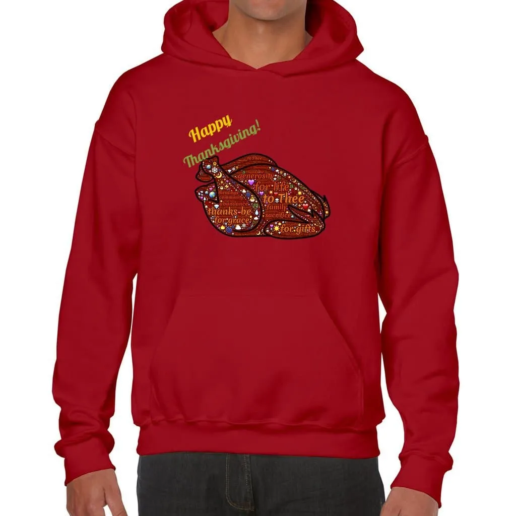 Happy Thanksgiving Word Cloud Unisex Heavy Blend Hooded Sweatshirt