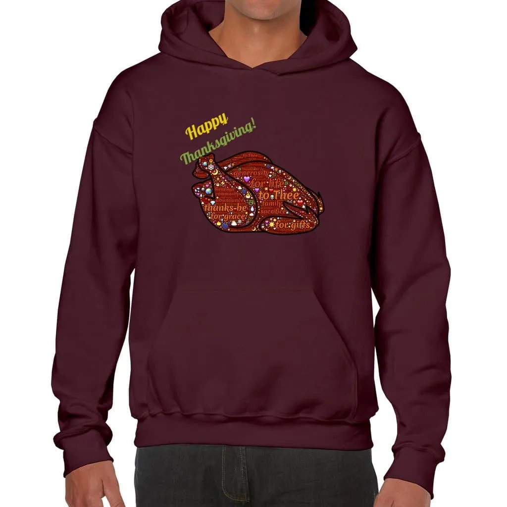 Happy Thanksgiving Word Cloud Unisex Heavy Blend Hooded Sweatshirt