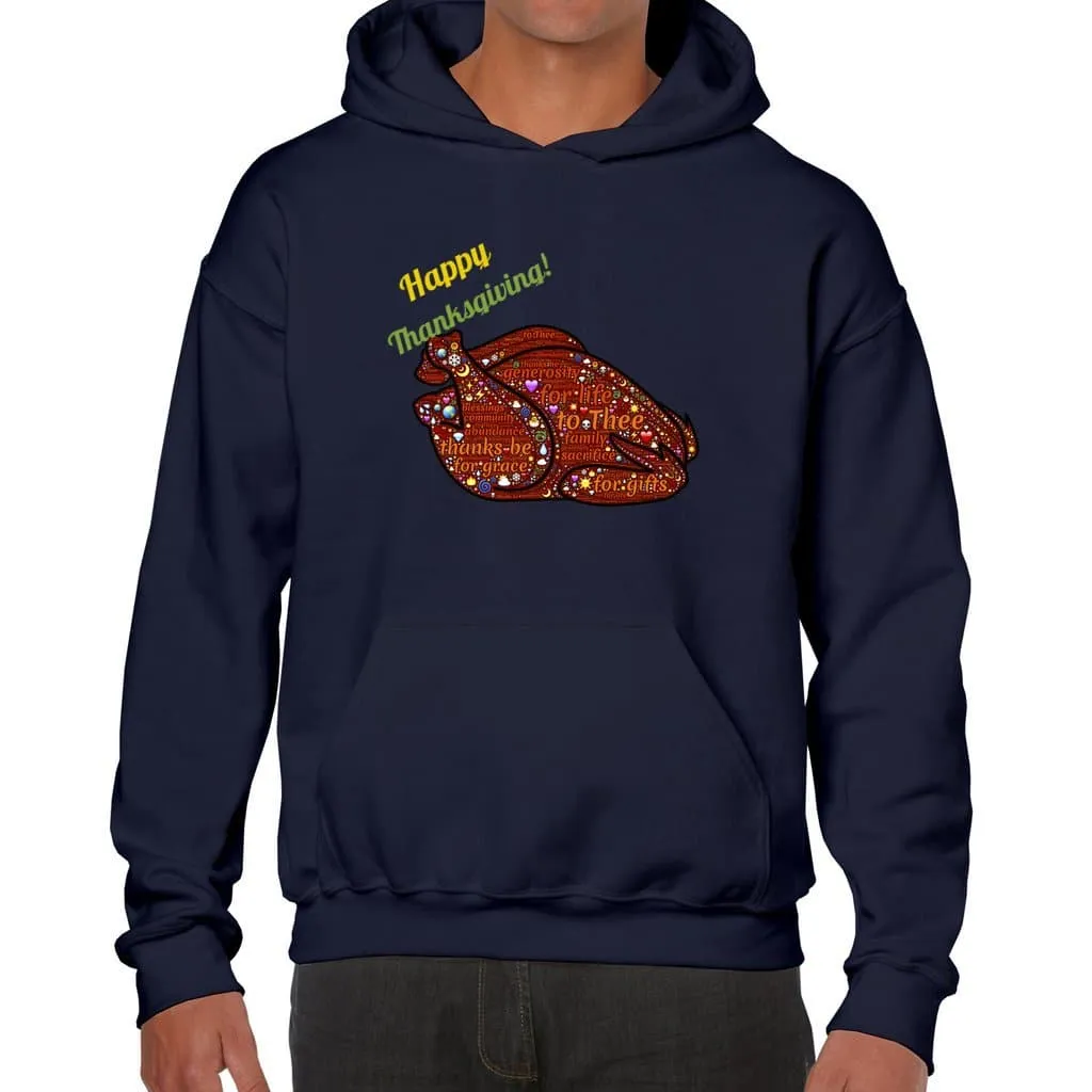 Happy Thanksgiving Word Cloud Unisex Heavy Blend Hooded Sweatshirt