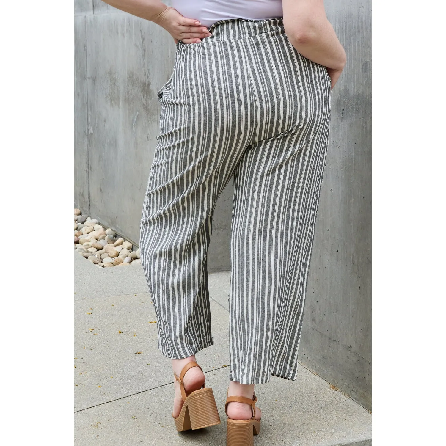 Heimish Find Your Path Full Size Paperbag Waist Striped Culotte Pants