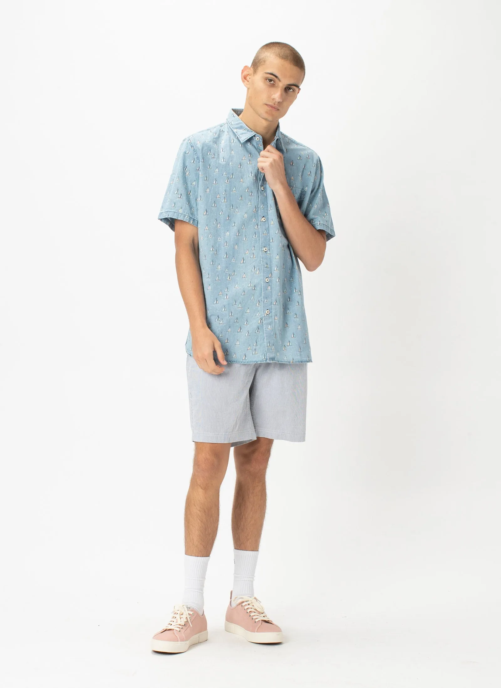 Holiday Short-Sleeve Shirt Indigo Yachts - Sale