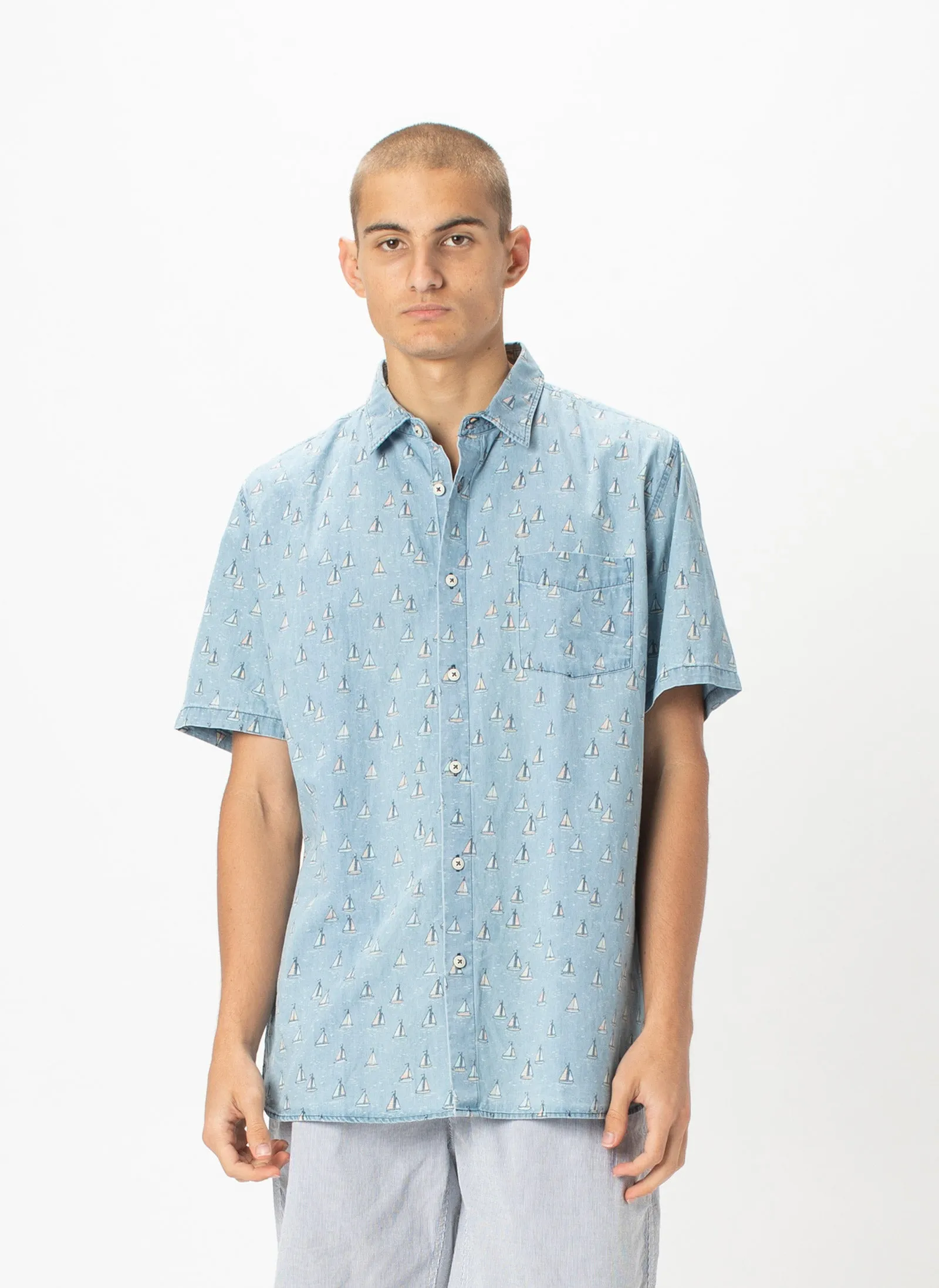 Holiday Short-Sleeve Shirt Indigo Yachts - Sale