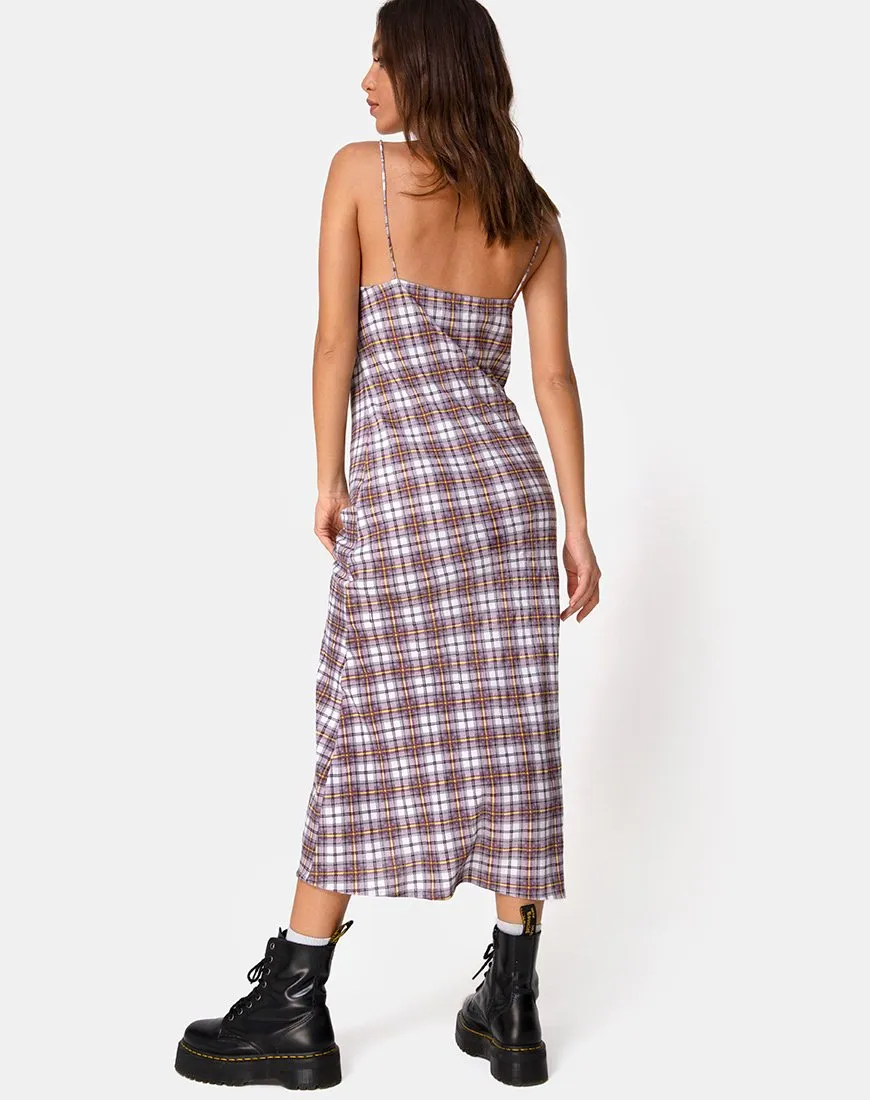 Julia Maxi Dress in Grunge Check Purple