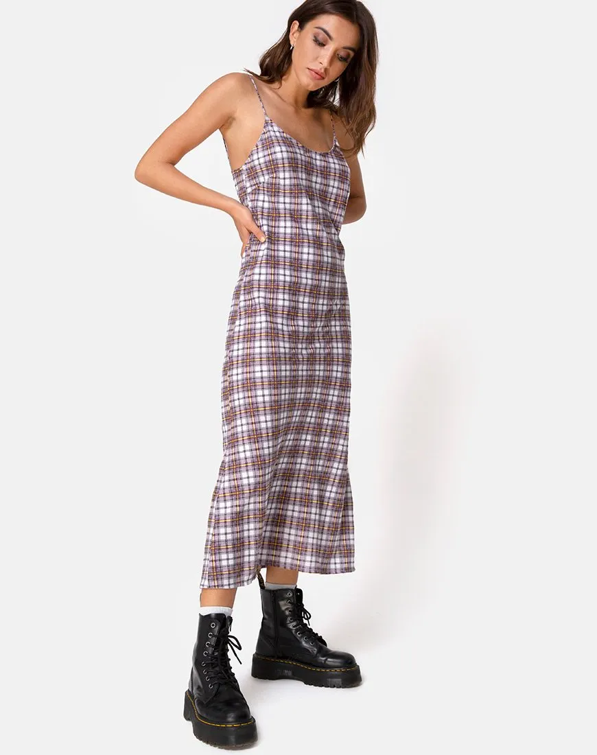 Julia Maxi Dress in Grunge Check Purple