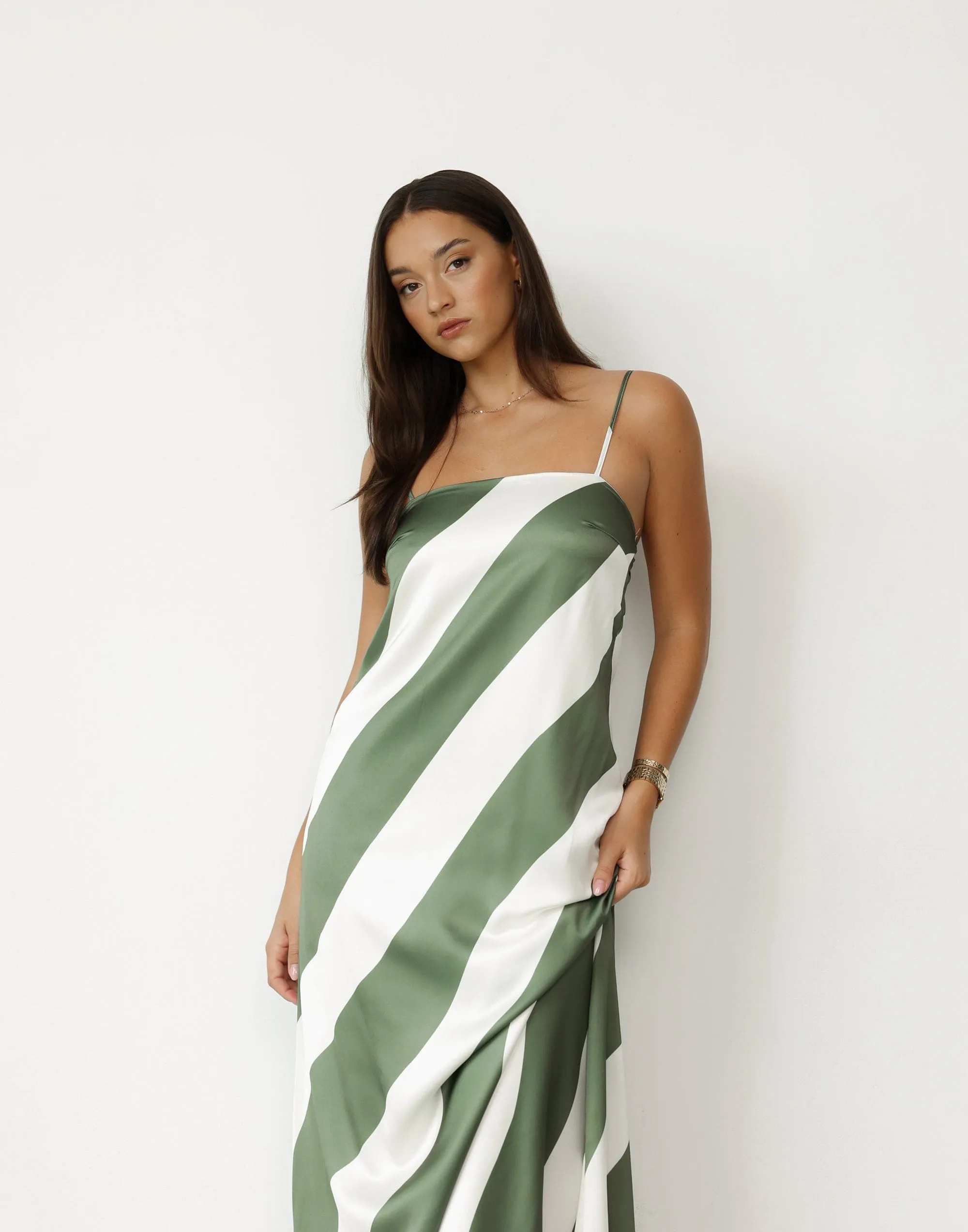 Kacey Maxi Dress (Khaki Stripe)