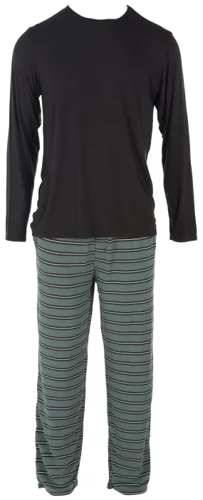 KicKee Pants Succulent Kenya Stripe Men's Long Sleeve Pajama Set