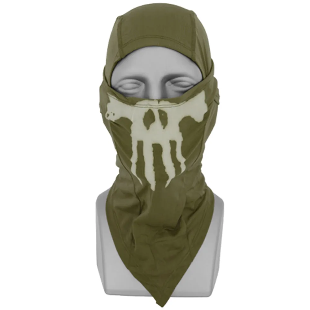 Lancer Tactical Glow in the Dark Airsoft Ghost Skull Mask Balaclava