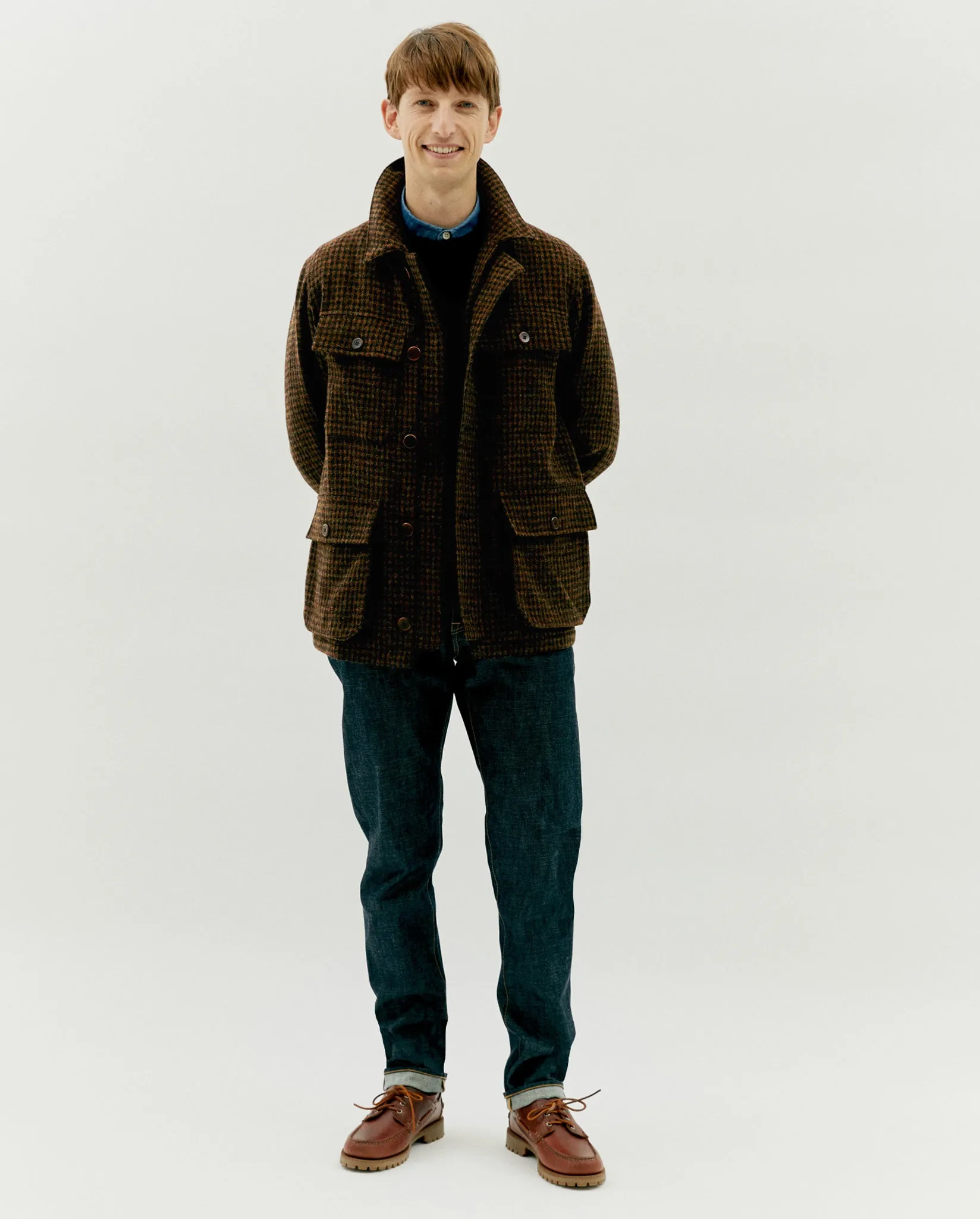 LAWRENCE FIELD JACKET IN BROWN WOOL CHECK