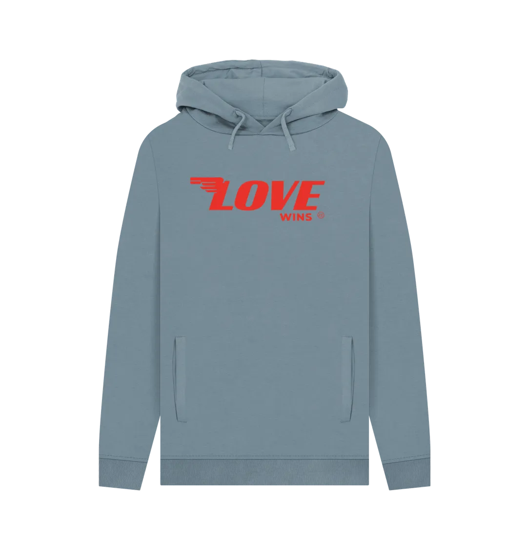 Love Wings 100% organic hoodie in grey, black and teal.  Free UK postage