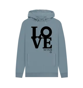 Loved Up hoodie. Blue, grey, rust. 100% organic cotton . Free UK post