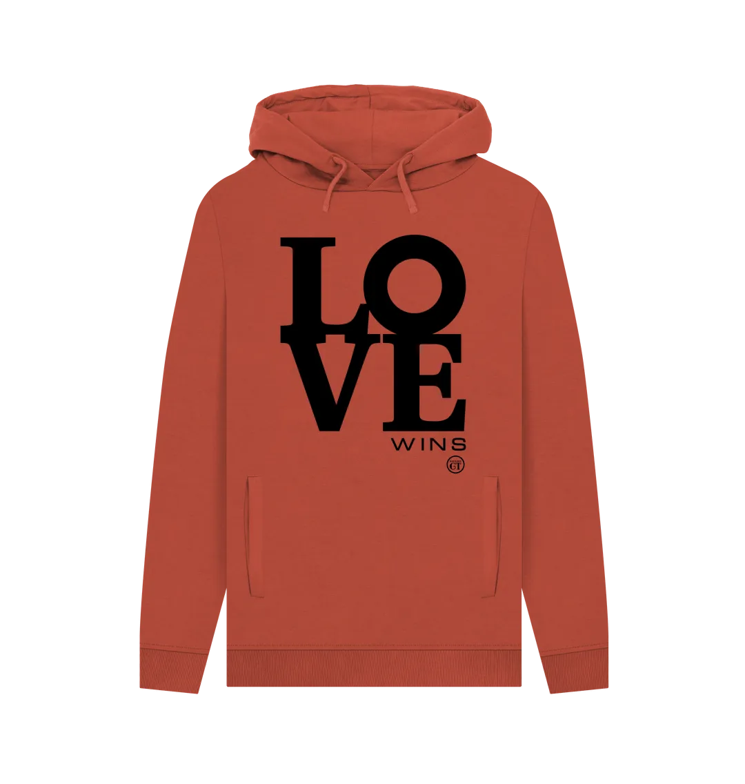 Loved Up hoodie. Blue, grey, rust. 100% organic cotton . Free UK post