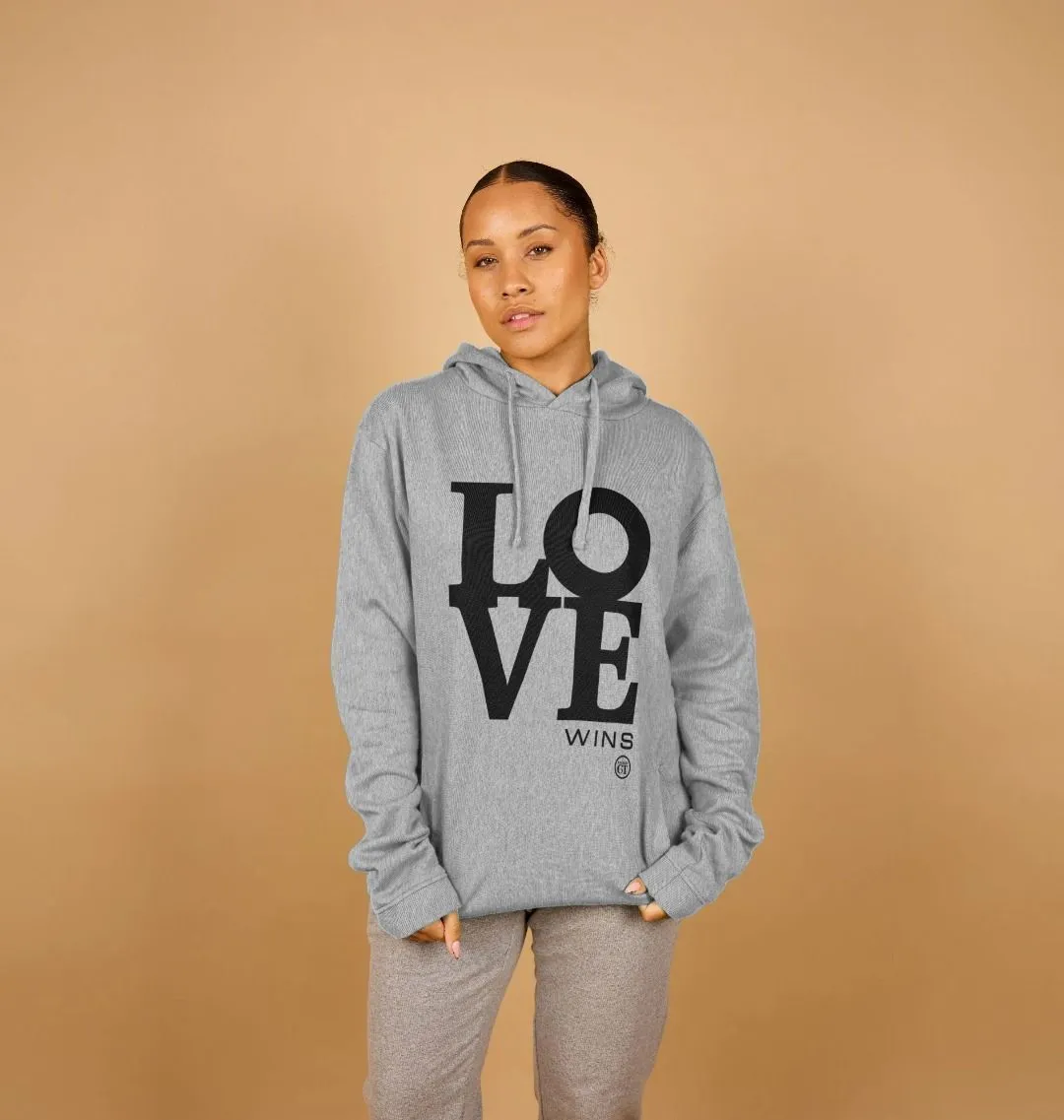 Loved Up hoodie. Blue, grey, rust. 100% organic cotton . Free UK post