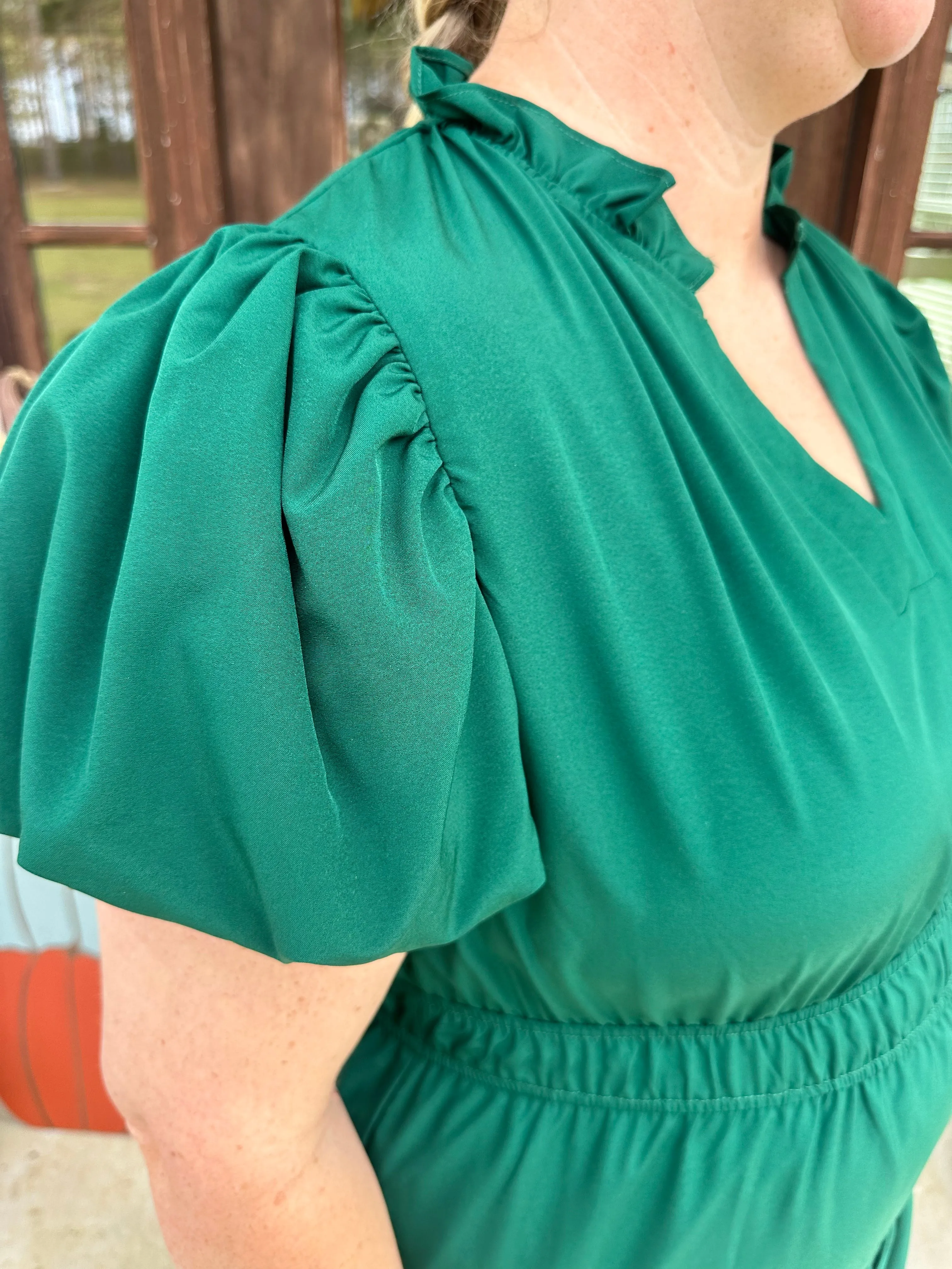 Michelle Maxi Dress Curvy in Forest Green