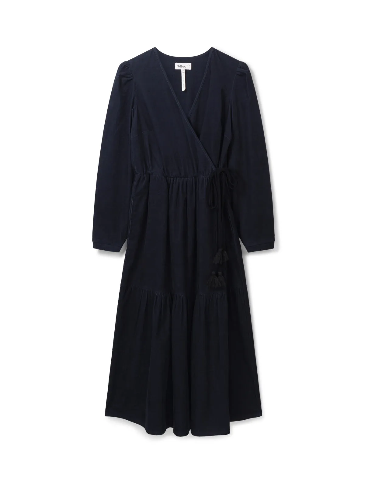 Milou Organic Cotton Corduroy Wrap Dress - Navy