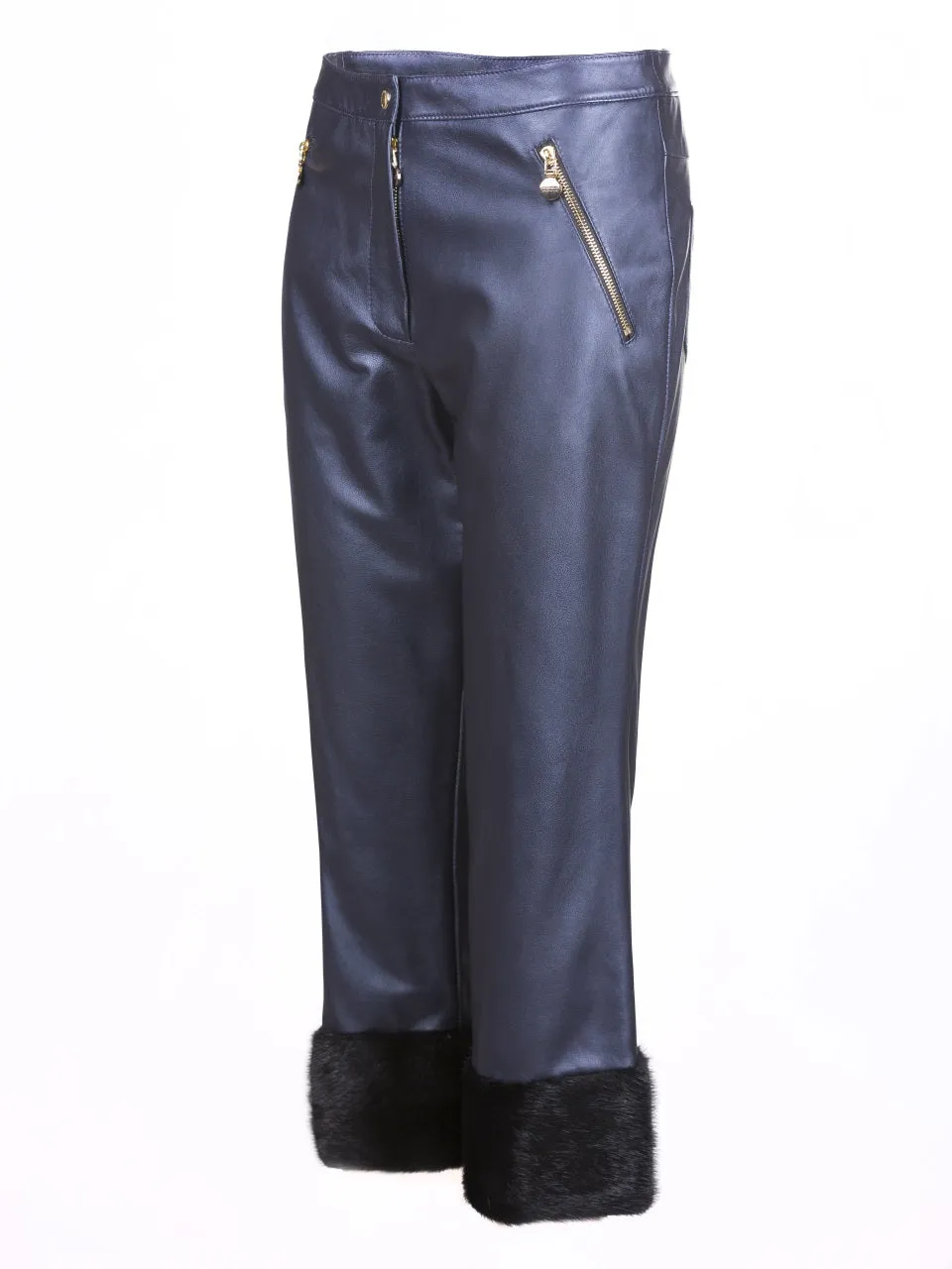 Mink Hem Cropped Reindeer Leather Pants- Limited Edition