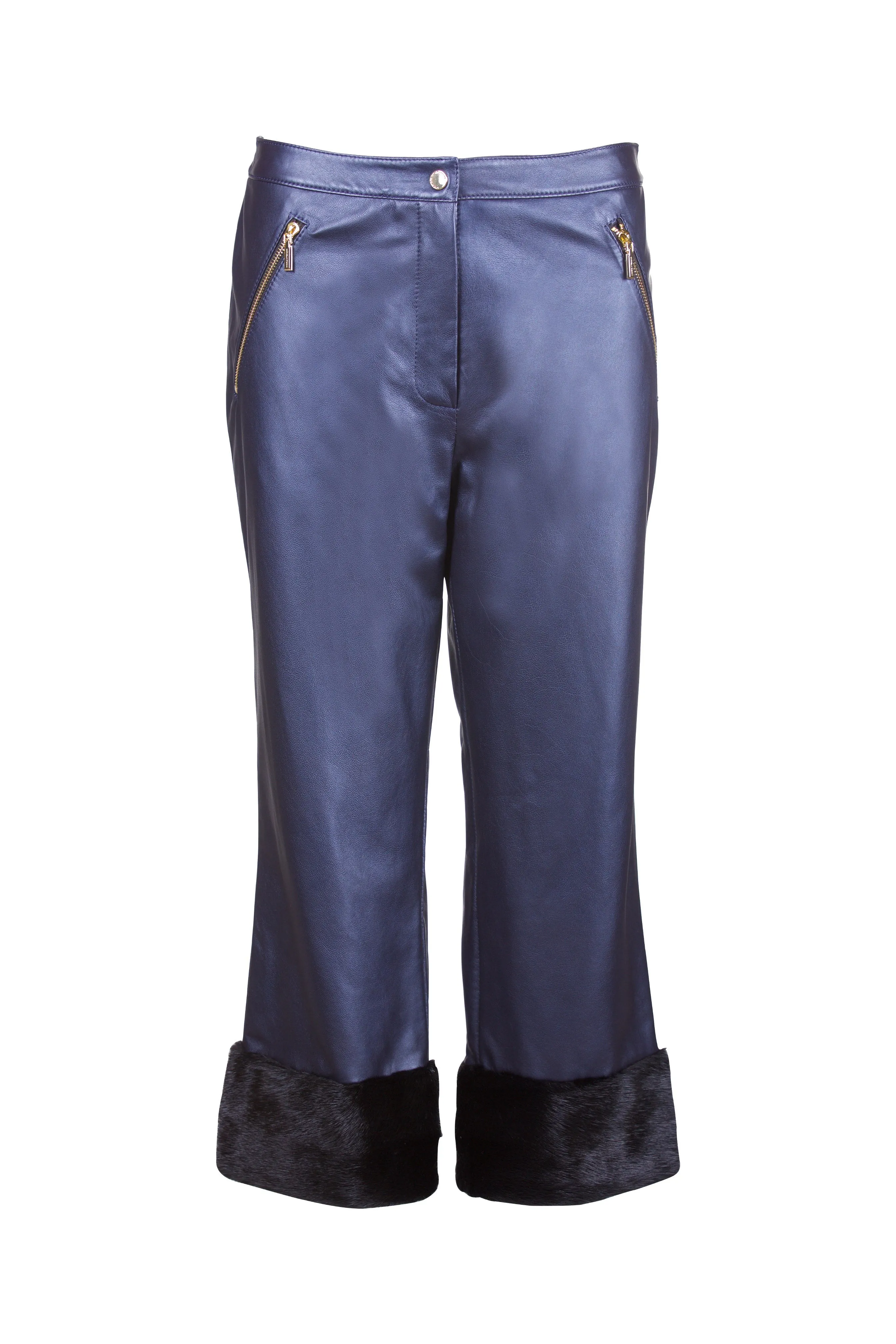 Mink Hem Cropped Reindeer Leather Pants- Limited Edition