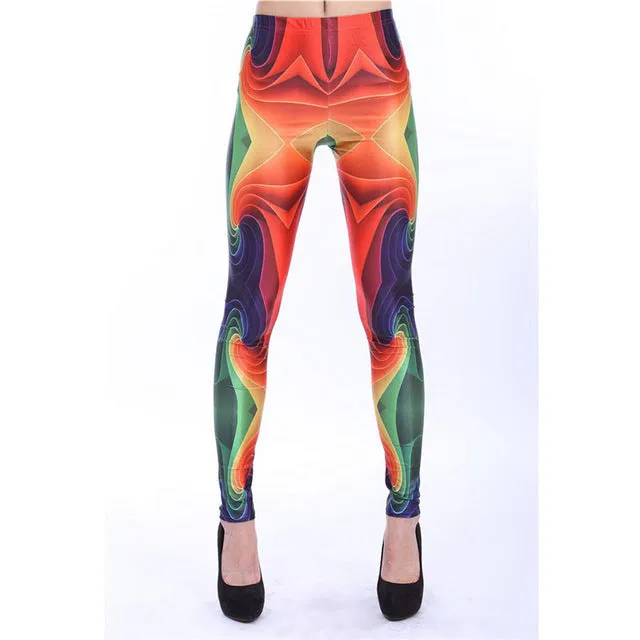 NADANBAO wholelsales New Fashion Women leggings  3D Printed color legins Ray fluorescence leggins pant legging for Woman