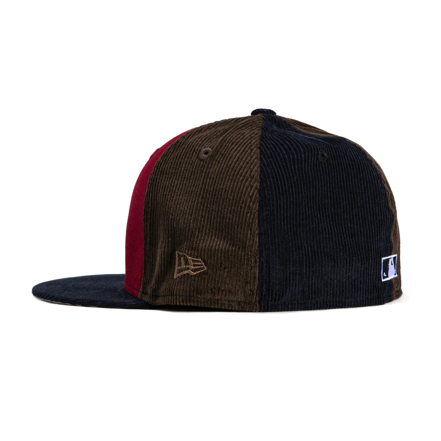 New Era 59Fifty Corduroy New York Yankees 1977 World Series Patch Pinwheel Hat - Green, Cardinal, Brown, Navy