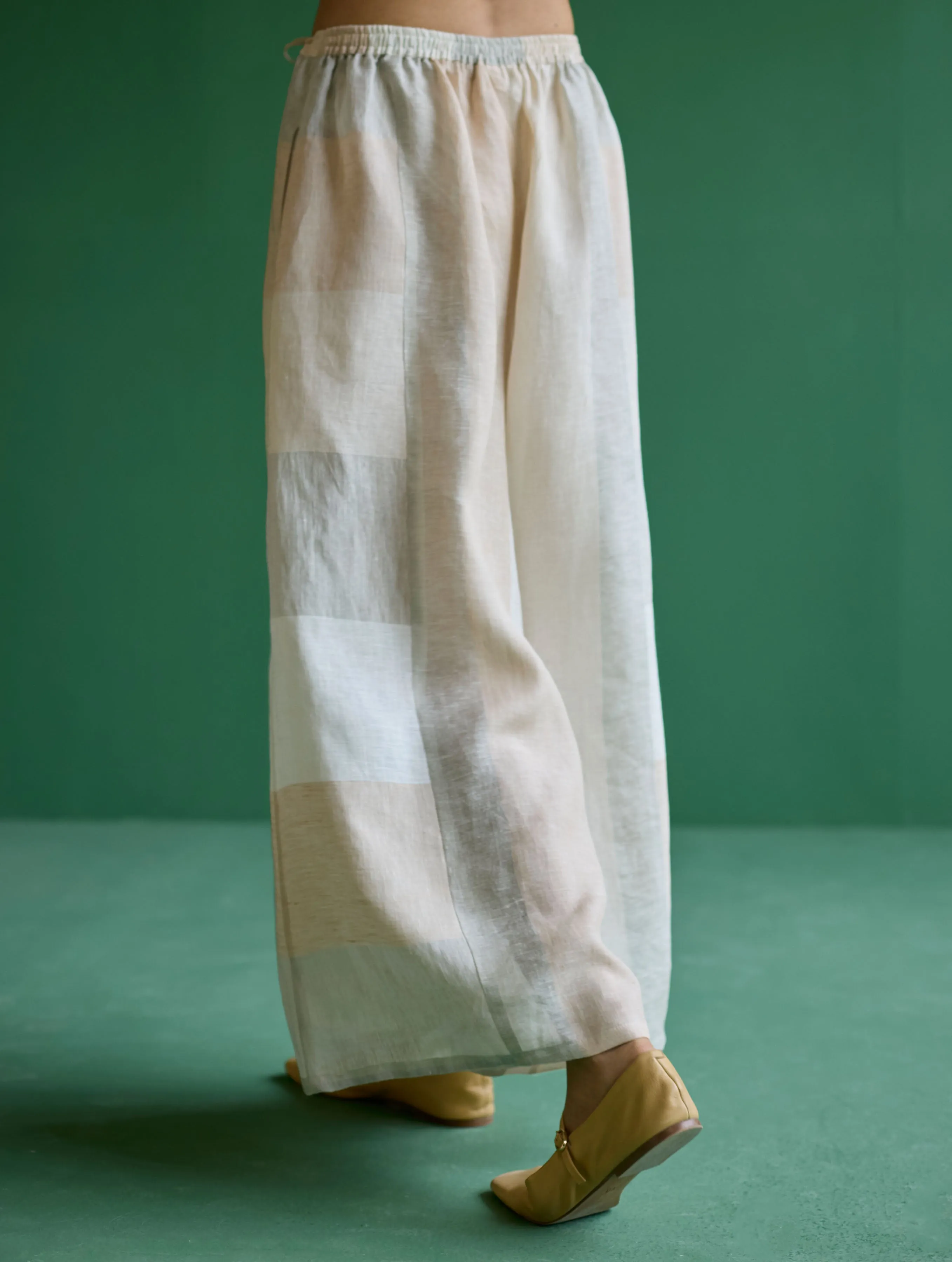 Nia Metallic Linen Culottes - Ivory