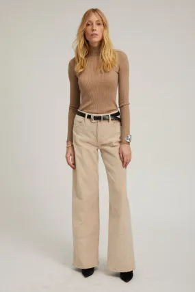 Oat Corduroy Wide Leg Trousers