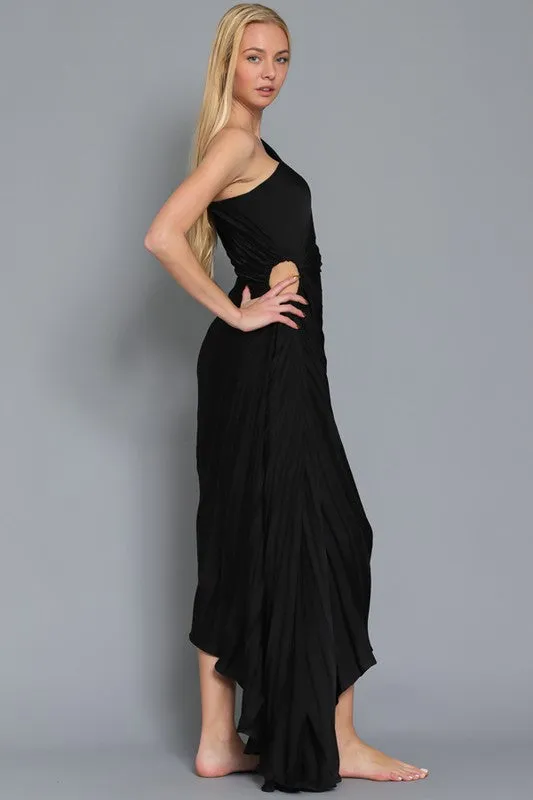 One Shoulder Pleated Dress