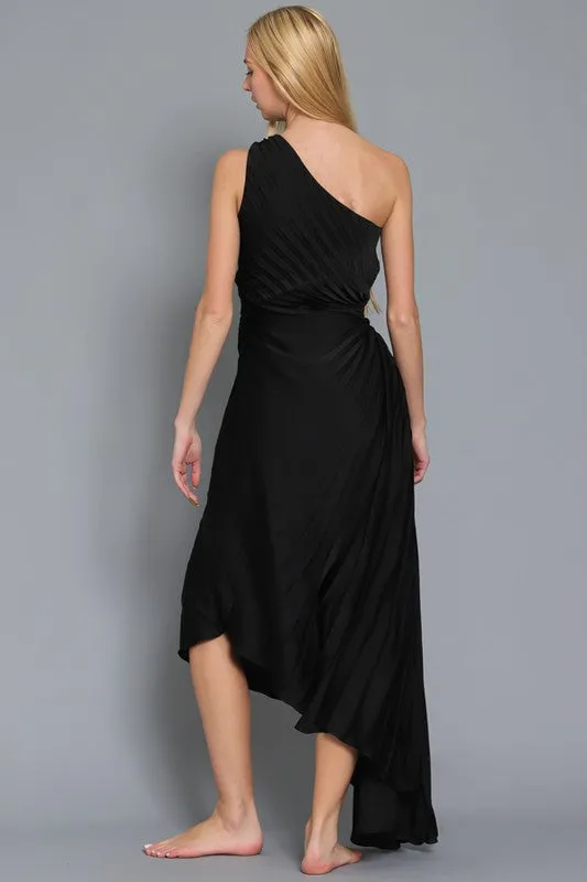 One Shoulder Pleated Dress