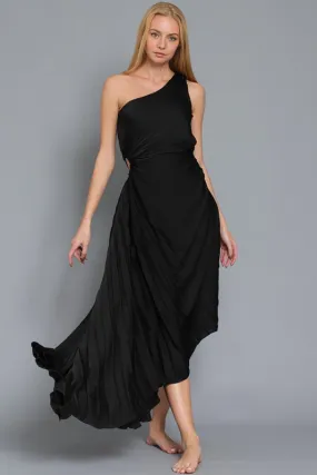 One Shoulder Pleated Dress