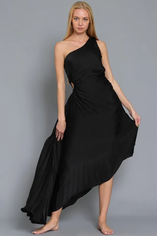 One Shoulder Pleated Dress