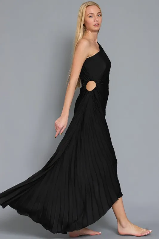 One Shoulder Pleated Dress