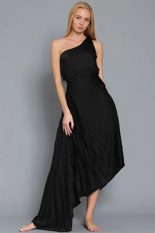 One Shoulder Pleated Dress