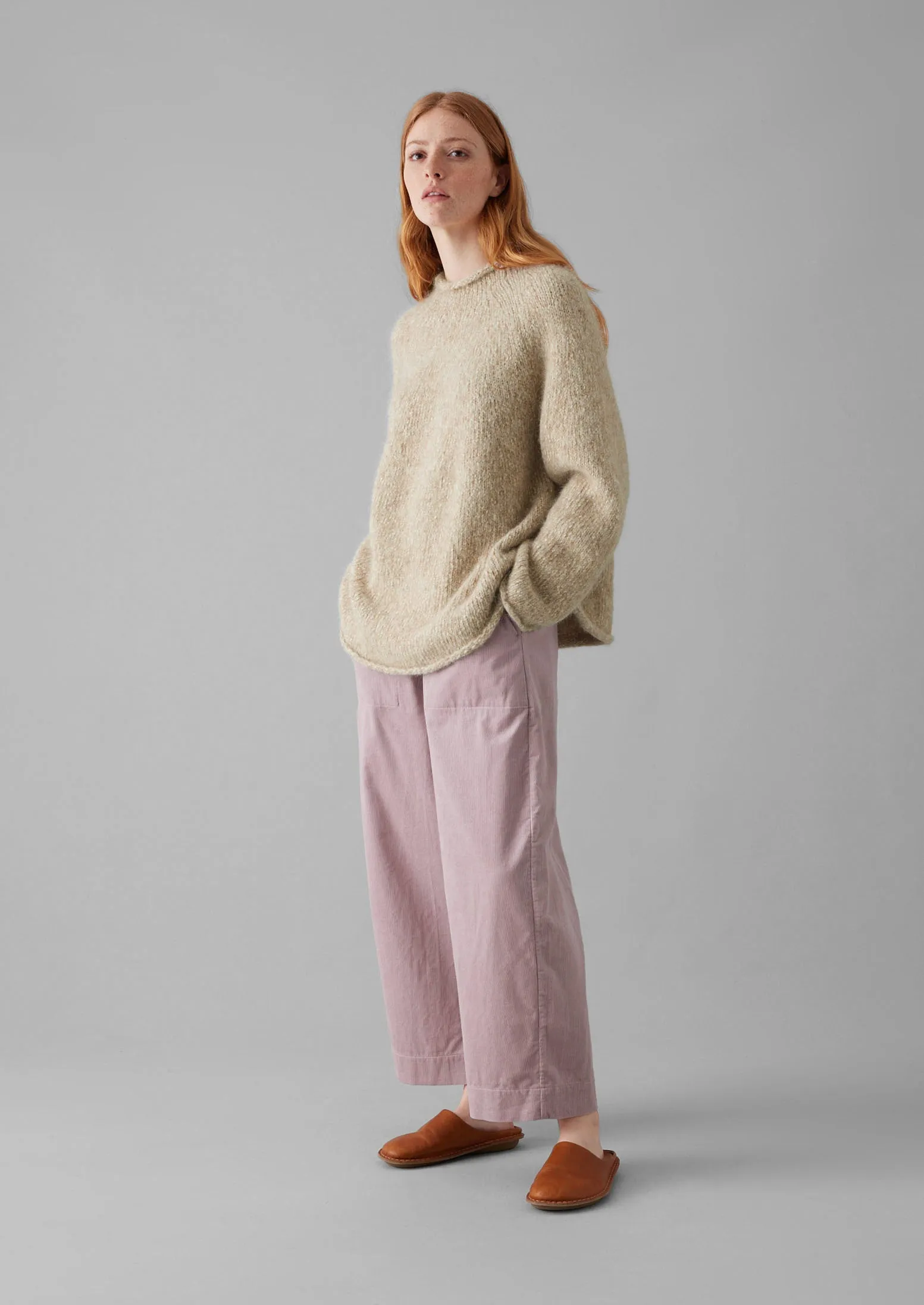 Organic Cord Barrel Leg Pants | Wood Lilac